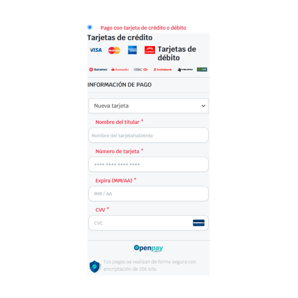 TARJETAS OPENPAY